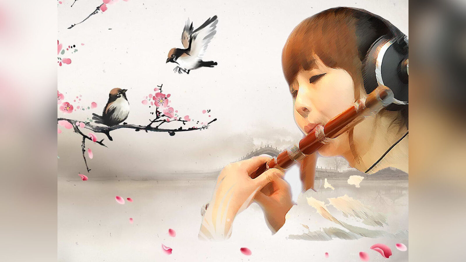 Птица с флейтой рисунок
